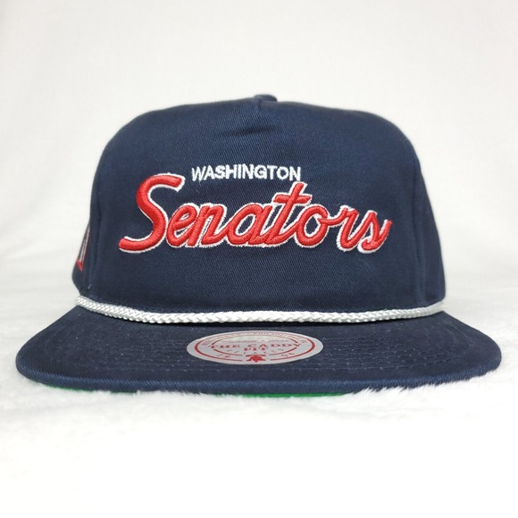 Washington Senators Mitchell & Ness MLB Slouch Snapback Hat Cap 3D Logo Navy NWT - Picture 2 of 8